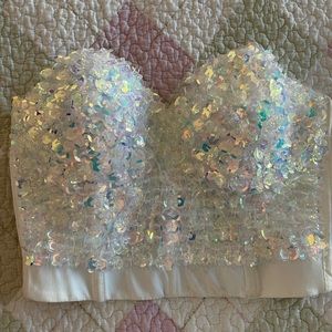silver sparkly corset bustier